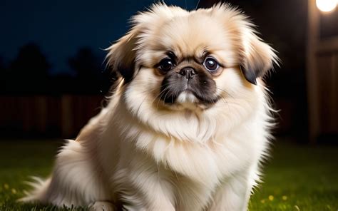 Beautiful Pekingese Puppy White Fur Cream Ears La