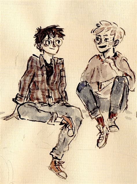 Just Hanging Out In Scrawly Watercolour Harry Potter And Ron Weasley Harry Potter Drawings