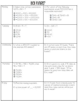 Math Bell Ringers By ADayWithMsRay TPT