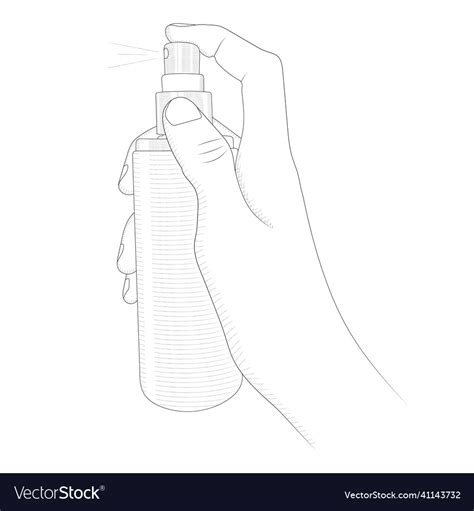 Hand Holding Spray Bottle Sketch Royalty Free Vector Image