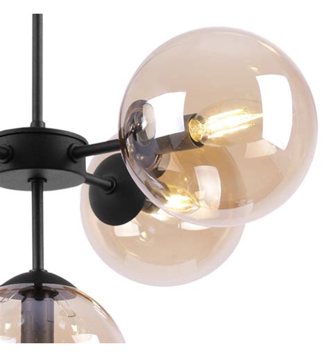 Lampa Wisz Ca Czarna Metalowa Konstrukcja Kloszy Kule Z Miodowego