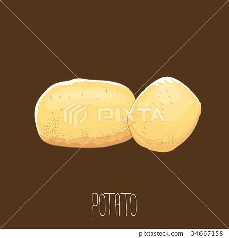 Vector Funny Cartoon Cute Brown Potatoes Set Stock Illustration