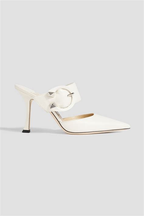 JIMMY CHOO Magie 90 Buckled Leather Mules THE OUTNET