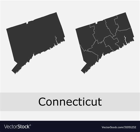 Connecticut map counties outline Royalty Free Vector Image