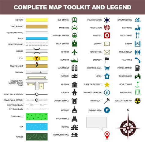 Map icon legend symbol sign toolkit element. 349357 Vector Art at Vecteezy