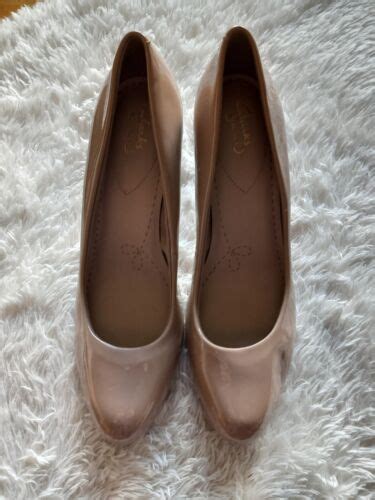 Clarks Nude Patent High Heeled Court Shoes Size 8 Ebay