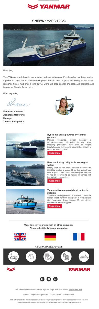 Newsletter Sign Up Yanmar Europe Industrial