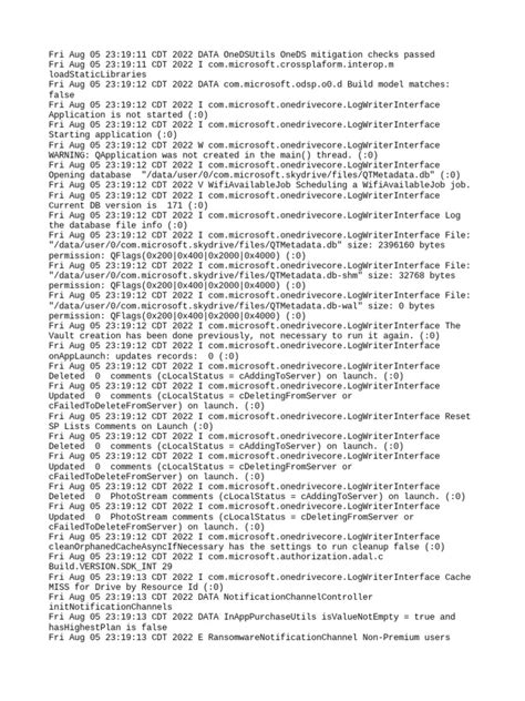 Onedrive Log File Recording Application Launch And Initialization Pdf