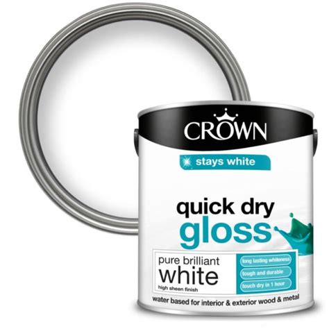 Crown Quick Dry Gloss Pure Brilliant White Paint Ray Grahams DIY Store