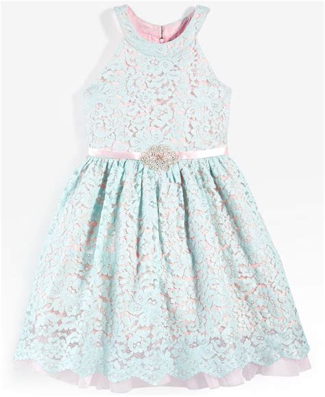 Rare Editions Big Girls Lace Halter Fit And Flare Dress Macys