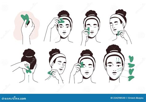 Guide For Face Lifting Massage With Facial Tool Instruction Of Beauty