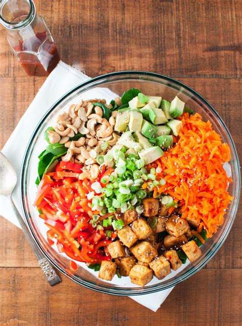 Korean Bbq Tofu Salad With Spicy Sesame Dressing Healthy Bowls