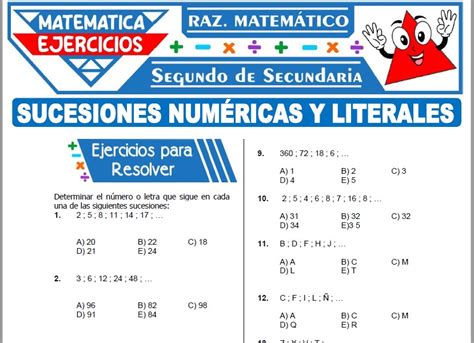 Ejercicios De Sucesiones Num Ricas Y Literales Para Segundo De