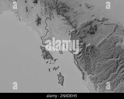 Trat Province Of Thailand Grayscale Elevation Map With Lakes And