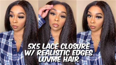 Undetectable 5x5 Lace Closure Kinky Straight Kinky Edges Glueless Wig