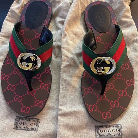 Gucci Shoes Gucci Womens Gg Thong Web Sandals Size Poshmark