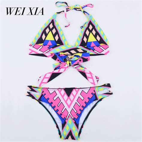 WEIXIA 2018 Swimwear Women Bandage Bikini Sets Push Up GL1603 Bra