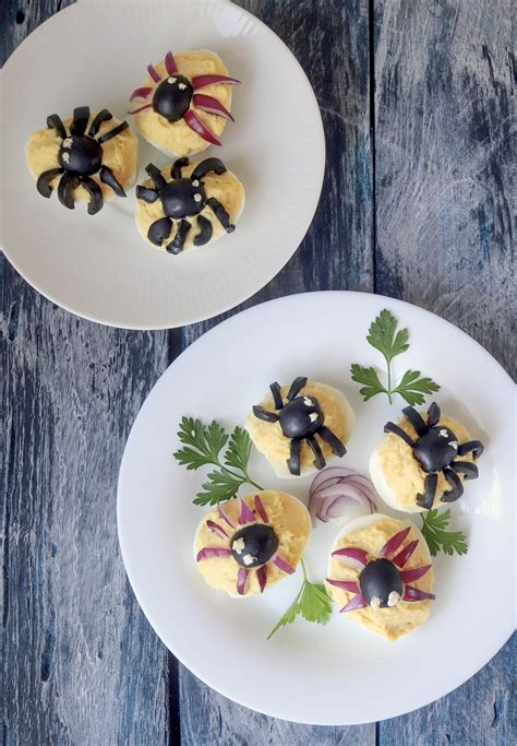 Halloween Spooky Spiders And Creepy Eyes Deviled Eggs Recipe