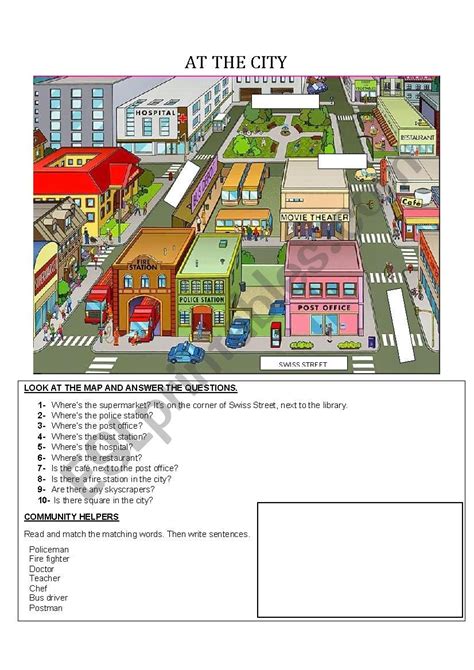 At The City Esl Worksheet By Mcuripan