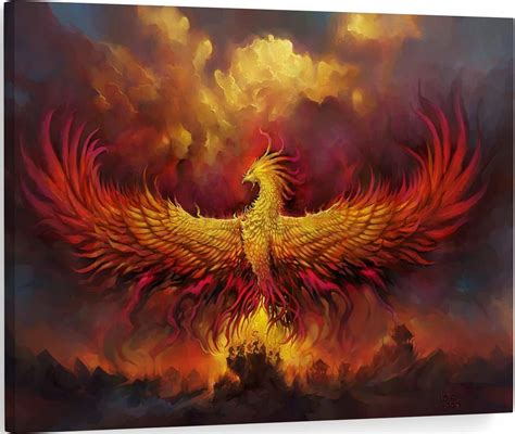 Phoenix Wall Art Phoenix Rising From The Ashes Of Flame Canvas Wall Art