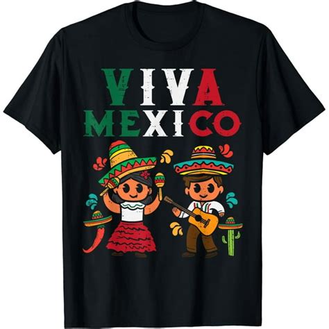 Viva Mexico Boy Girl Maracas Guitar Mexican Independence Kid T Shirt