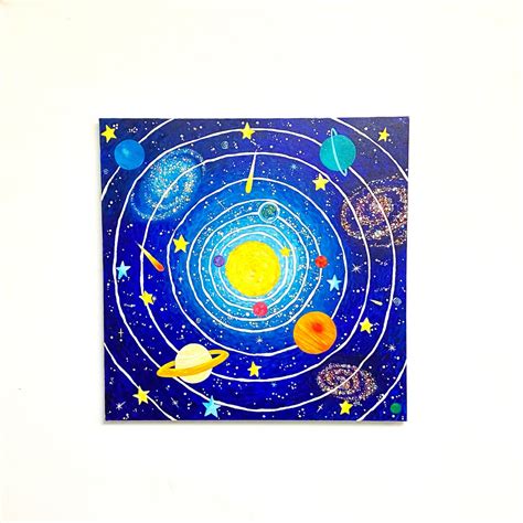 Solar System Painting, Space Themed Decor, Kids Room, Nursery, Game ...