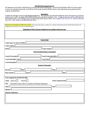 Fillable Online Usgs Doi Ipp Waiver Request Form V The Department Of