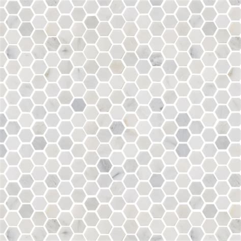 Hampton Carrara Marble Polished Hexagon Mosaic Tile