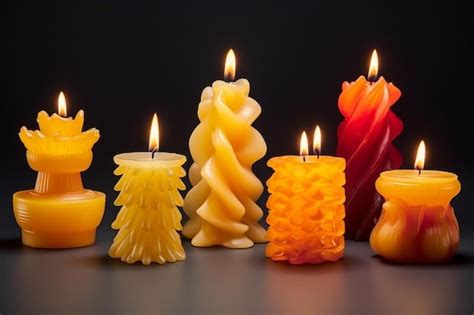 Premium Photo | Wax candles different shapes with fire and flavored ...