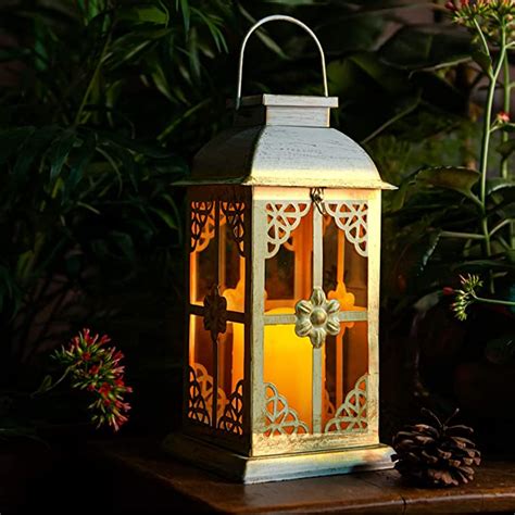 Solar Lantern Outdoor Hummingbird Blue Decor Antique Metal And Glass