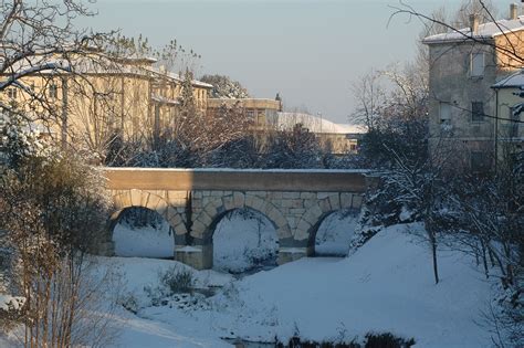 Download free photo of Savignano on the rubicon,snow,roman bridge ...