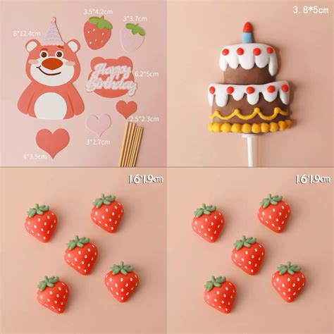 Strawberry Bear Lotso Cake Topper And Decoration