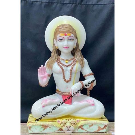 Golden Gold Plated Baba Balak Nath White Marble Statue For Temple At