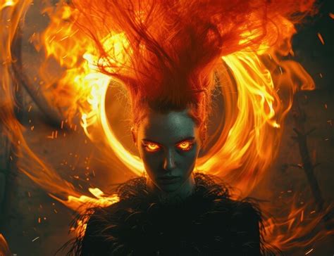 Fiery Fantasy Portrait Of A Mystical Creature Premium Ai Generated Image