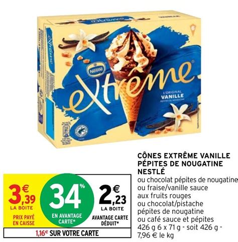 Promo Cônes Extrême Vanille Pépites De Nougatine NestlÉ Chez Intermarché