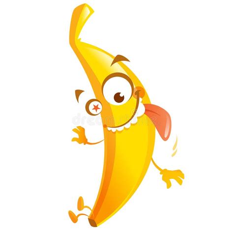 Crazy Cartoon Yellow Banana Fruit Character Go Bananas Stock Vector ...