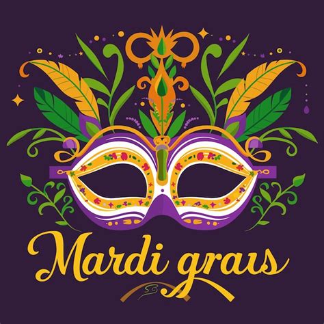 Mardi Gras Maske Mit Federn Vektorillustration F R Ihr Design Premium