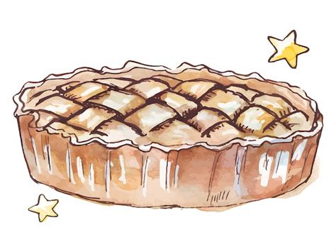 Illustration Aquarelle De Vecteur De Tarte Aux Pommes Vecteur Premium