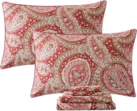 Amazon FADFAY Luxury Paisley Sheets Set Queen Classy Red And Gold