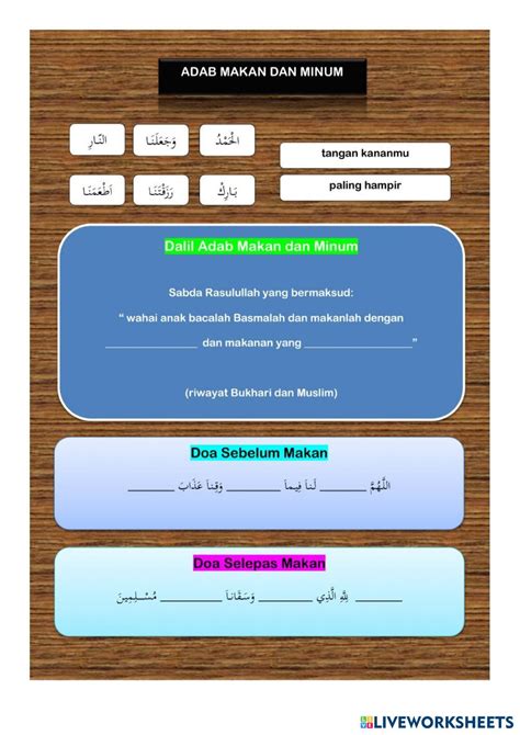 Adab Makan Dan Minum Live Worksheets