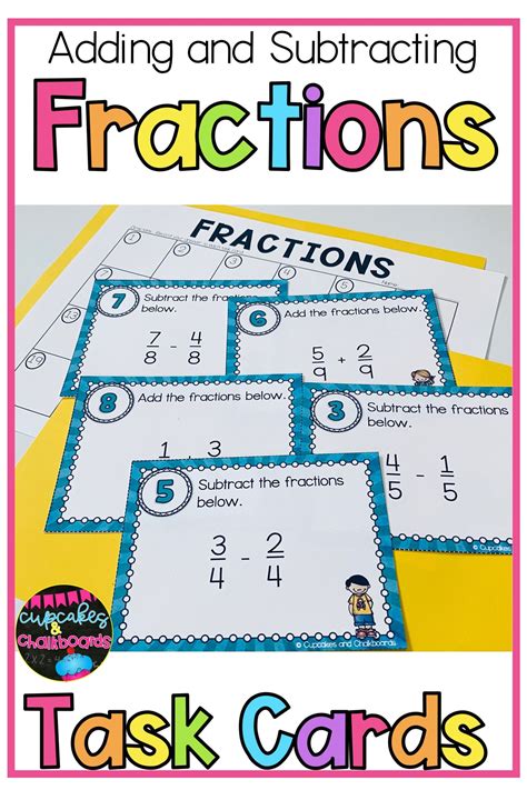 Adding And Subtracting Fractions With Like Denominators Task Cards