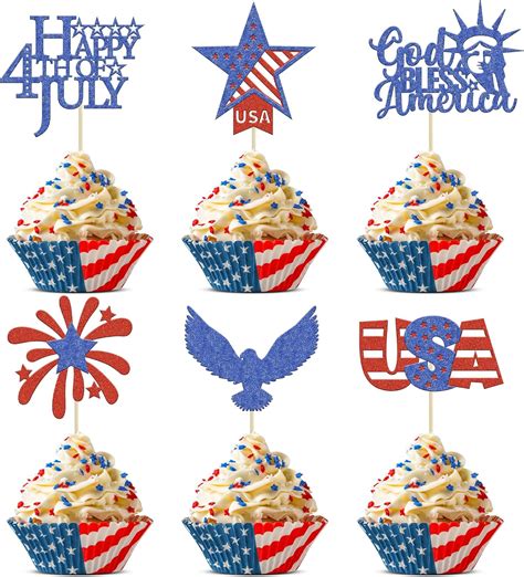 Amazon Gyufise Pcs Independence Day Cupcake Toppers Firework