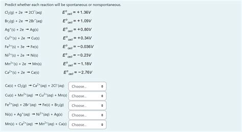 Predict whether each reaction will be spontaneous or | Chegg.com