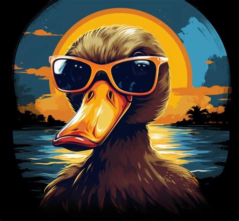 Premium Photo There Is A Duck Wearing Sunglasses And A Hat On The Beach Generative Ai