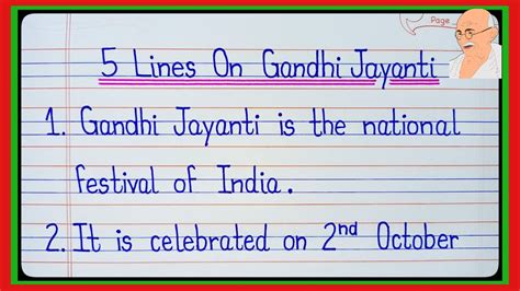 5 Lines On Gandhi Jayanti In English Essay On Gandhi Jayanti Gandhi