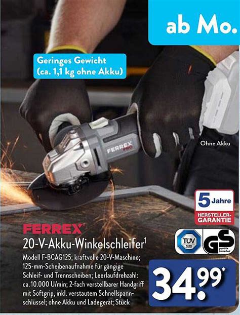 Ferrex V Akku Winkelschleifer Angebot Bei Aldi Nord Prospekte De