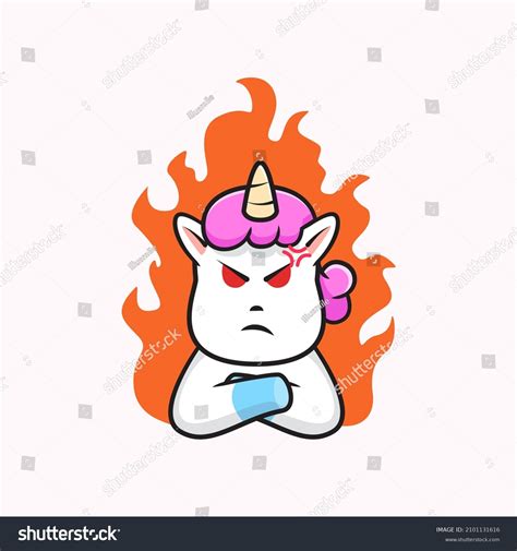 Angry Unicorn Cute Cartoon Illustration Vector Stock Vector (Royalty ...