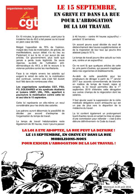 CGT Organismes sociaux Le 15 septembre en grève et dans la rue pour l