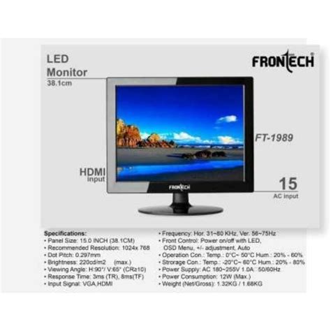 ABS Frontech FT 1989 LED Monitor 220V Screen Size 15 Inch At Rs 6600