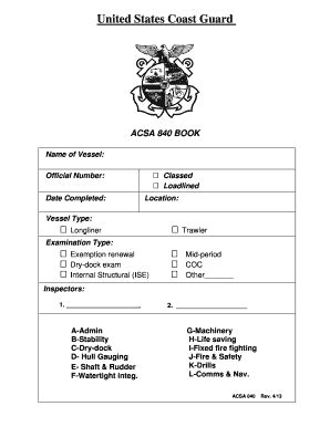 Fillable Online Uscg ACSA 840 BOOK Uscg Fax Email Print PdfFiller